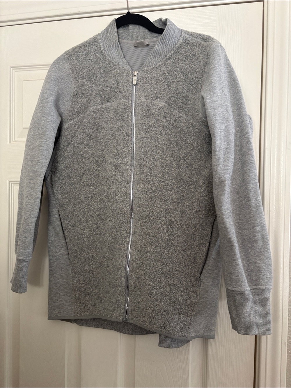 Lululemon Light Gray Zip-Front Sweater Jacket